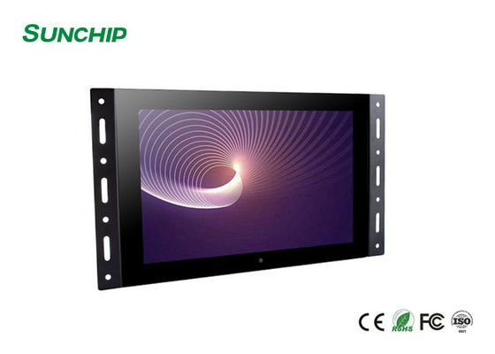 El marco abierto montado en la pared LCD exhibe el monitor integrado de la pantalla táctil