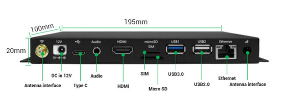 Reproductor multimedia personalizado caja de señalización digital RK3288 4K Android HD 7-10 Sistema operativo USB WIFI BT Ethernet 4G